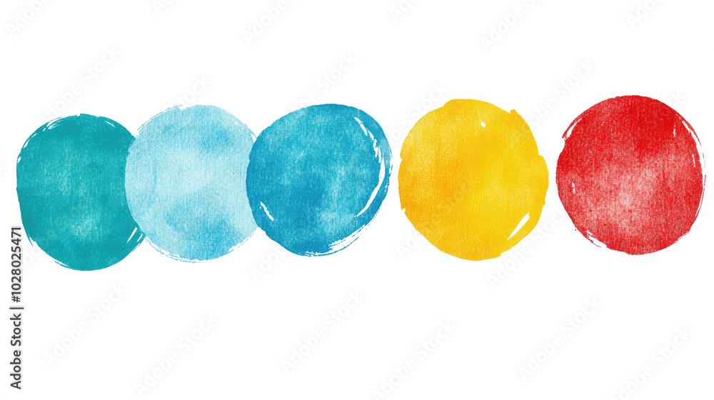 Poster hand drawn set of colorful round scribbles on white background generative ai