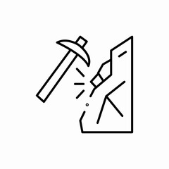 pickaxe breaking mountain icon sign vector