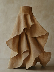 Skirt or dress with an uneven hem on a neutral beige background for a modern minimalist look