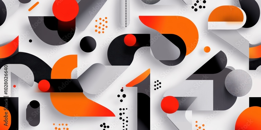 Poster contemporary geometric patterns exploring abstract design with simple shapes and bold colors