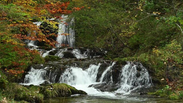 Cascading waterfalls in an autumn forest, Josefsthaler Wasserf&auml;lle