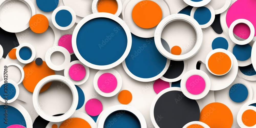 Poster retro abstract circle pattern a vibrant exploration of color and form in modern design