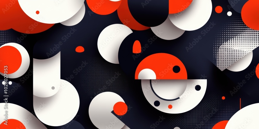 Aufkleber vibrant retro abstract circle pattern with dynamic shapes and bold colors