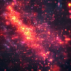 Obraz premium Abstract digital background with red and orange lights, perfect for modern tech and futuristic themes.