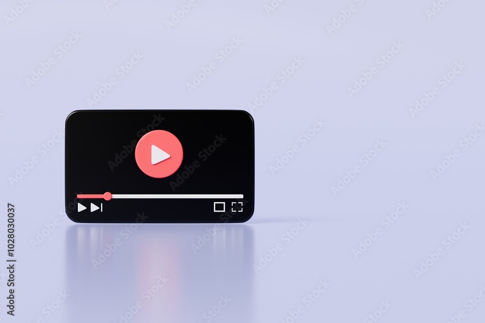 Aufkleber 3d realistic playing videos website player browser icon isolated on white background. minimal red vi