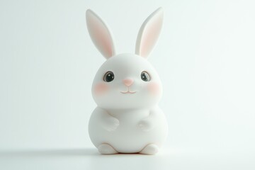 Obraz premium A white rabbit is sitting on a white background