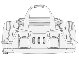 Utility Duffle Bag Vector Flat Sketch Fashion Illustration CAD Template