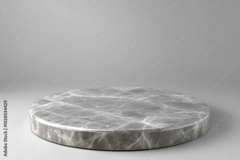 Aufkleber a circular marble platform with a smooth surface, ideal for display or presentation.