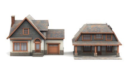 Detailed Collection of House Models on a White Background Generative AI