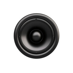 Black speaker isolated on transparent background. for audio equipment and sound design.