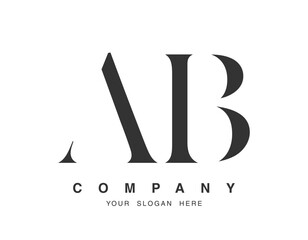 AB logo design. Initial letter a and b serif font style. Creative classic company name typography. Trendy logotype or identity.