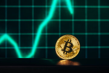 Bitcoin crypto coin close up