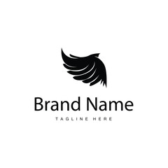 Wing Logo Design, Vector Eagle Falcon Wings, Beauty Flying Bird, Illustration Symbol