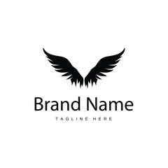 Wing Logo Design, Vector Eagle Falcon Wings, Beauty Flying Bird, Illustration Symbol