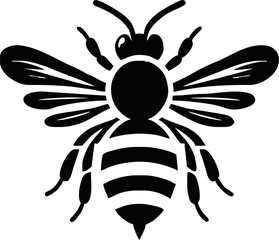 Honey Bee icon. Cartoon flying bee. Insect flying character. Vector isolated on white background.