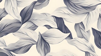 Abstract Illustration of Intertwined Gray and White Leaves