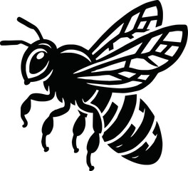 Honey Bee icon. Cartoon flying bee. Insect flying character. Vector isolated on white background.