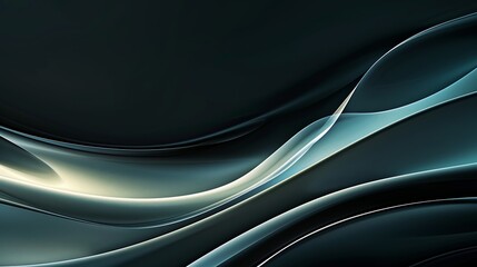 Fototapeta premium Abstract dark green waves are flowing on black background
