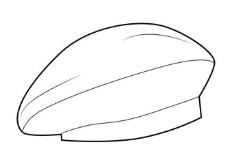 Structured Beret Hat. Winter Head Fashion accessory cap clothing technical illustration. Vector headgear for Men, women, unisex style, flat template CAD mockup sketch outline isolated