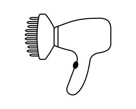 recommend clip art: Hair dryer Line Icon vector fashion hairdryer of hairdresser to blow-dry and electric hair-dryer blower illustration. Barber styling appliance.