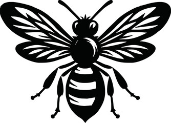 Honey Bee icon. Cartoon flying bee. Insect flying character. Vector isolated on white background.