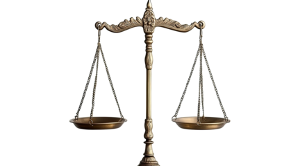 Judicial Scales Representing Justice and Balance on a White Background Generative AI