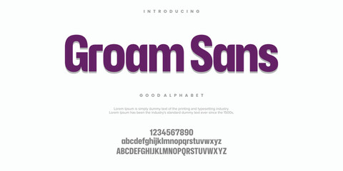 Groam Sans minimal modern alphabet fonts. Typography minimalist urban digital fashion future creative logo font. vector illustration