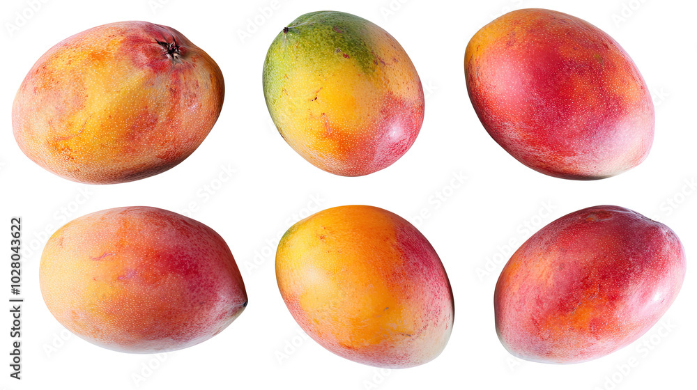 Aufkleber fresh mango fruits displayed in a collection on a white background generative ai