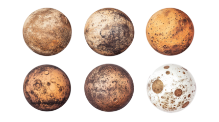 Collection of Mars Planet Representations on a White Background Generative AI