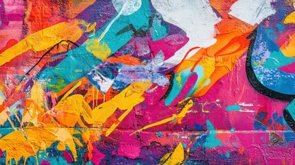Vibrant abstract graffiti art with bold colors and dynamic shapes.