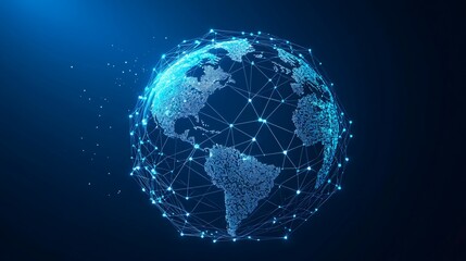 Digital Globe with Interconnected Nodes and Lines