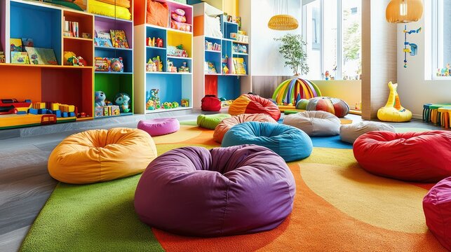Lively Children's Playroom with Colorful Seating