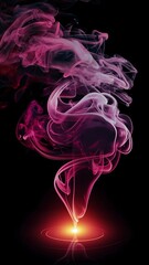 Obraz premium Purple and pink smoke with glowing light on black background