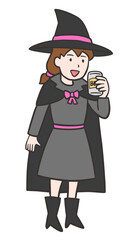 ハロウィンでビールを片手に路上飲酒をする女性