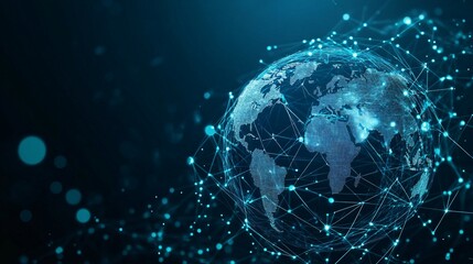 Obraz premium Digital Globe with Blue Interconnected Lines and Dots