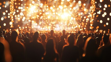 Radiant Concert with Glowing Lights and Excited Crowd