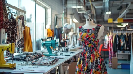 Vibrant Fashion Design Studio Scene