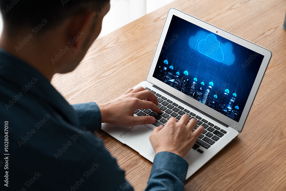 Poster cloud computing software for modish remote work and personal data storage