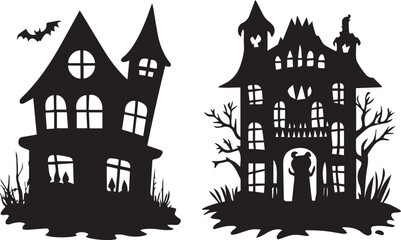 Castle silhouette, Silhouettes of bates for halloween day vector