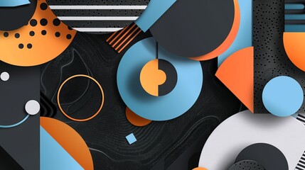Wallpaper Modern abstract background composition using various geometric shapes in a layered paper style