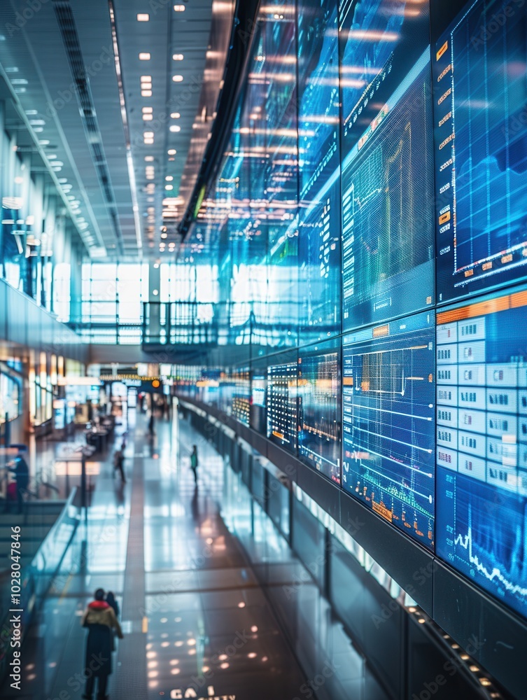 Poster the logistics control center displays extensive data on delivery routes and schedules, actively moni