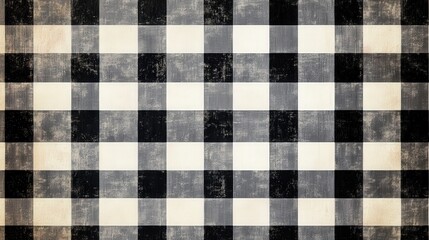 Black and white plaid pattern with a vintage texture.