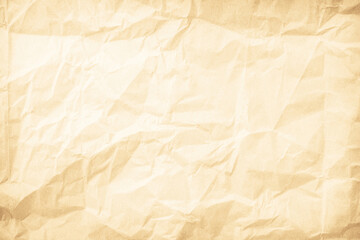 Old paper vintage texture surface for background. Recycle pale brown paper crumpled texture, Cream color recycled kraft paper texture blank with copy space for text.