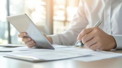 HR personnel reviewing applications on a tablet, checking qualifications for an open position   job applications, recruitment, HR technology