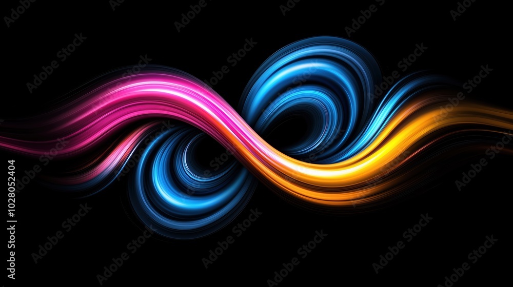 Poster colorful wave with a blue and orange swirl. the colors are bright and vibrant, creating a sense of e