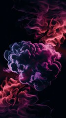 Obraz premium Purple and pink smoke with glowing light on black background