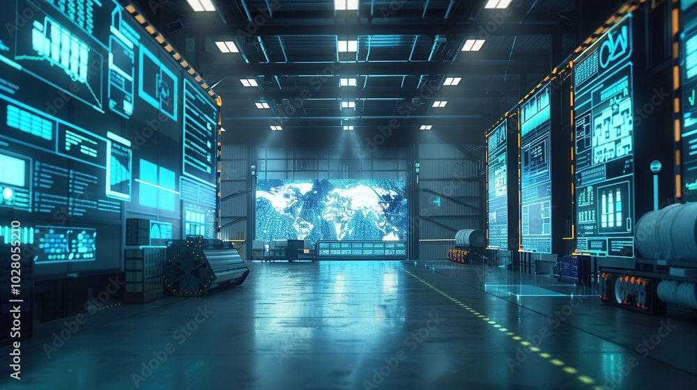 Aufkleber the logistics control center features large screens showcasing real-time data on deliveries and opti