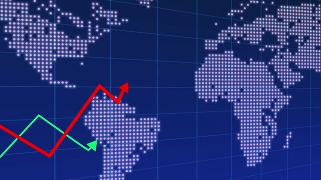 world map with arrow