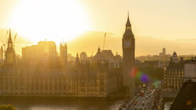 big ben clock in london, england sunset