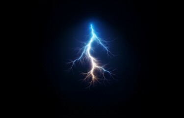 Blue and white lightning bolt on a black background.